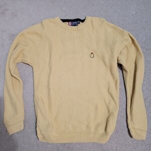 Chaps Men's Light Yellow Crewneck Herringbone Sweater